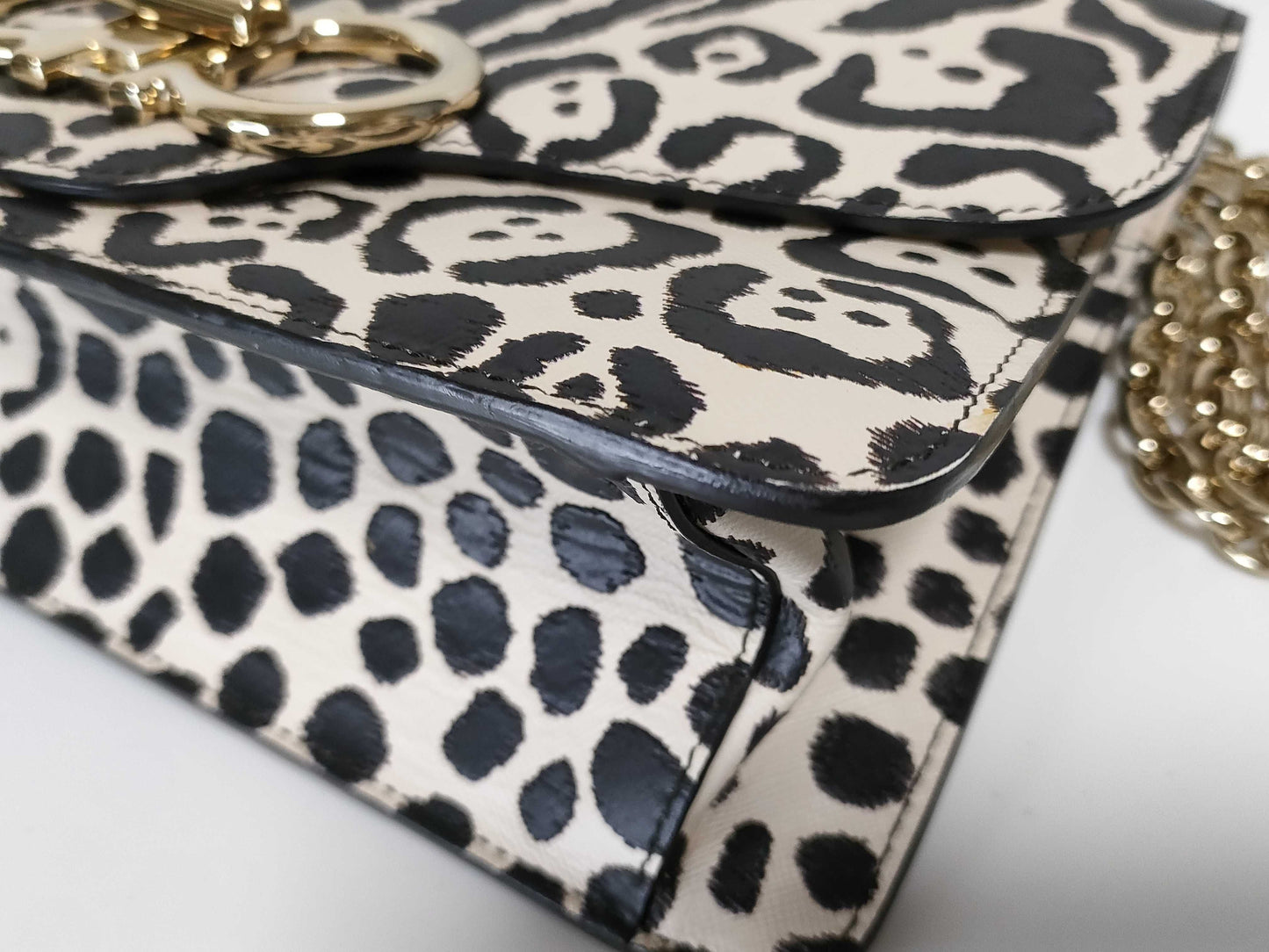 Salvatore Ferragamo Gancini Flap Leopard Print Chain Shoulder Bag