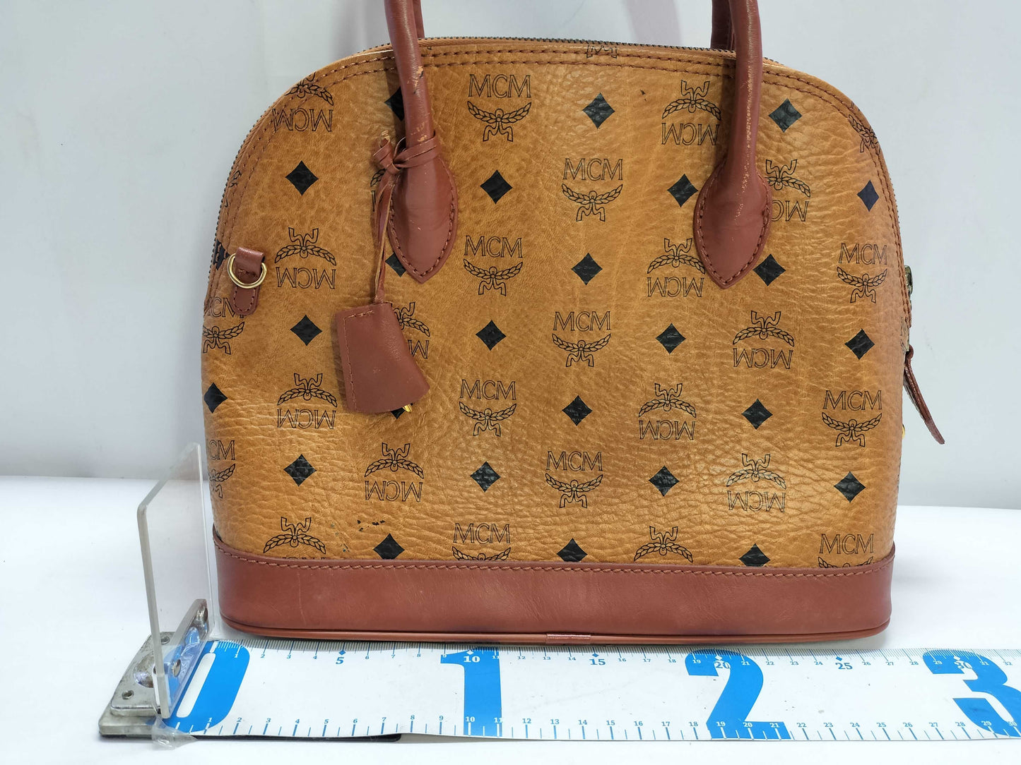 MCM MCM Alma-style handbag/shoulder bag, 2-way design, Visetos pattern, brown leather, 8610R handbag
