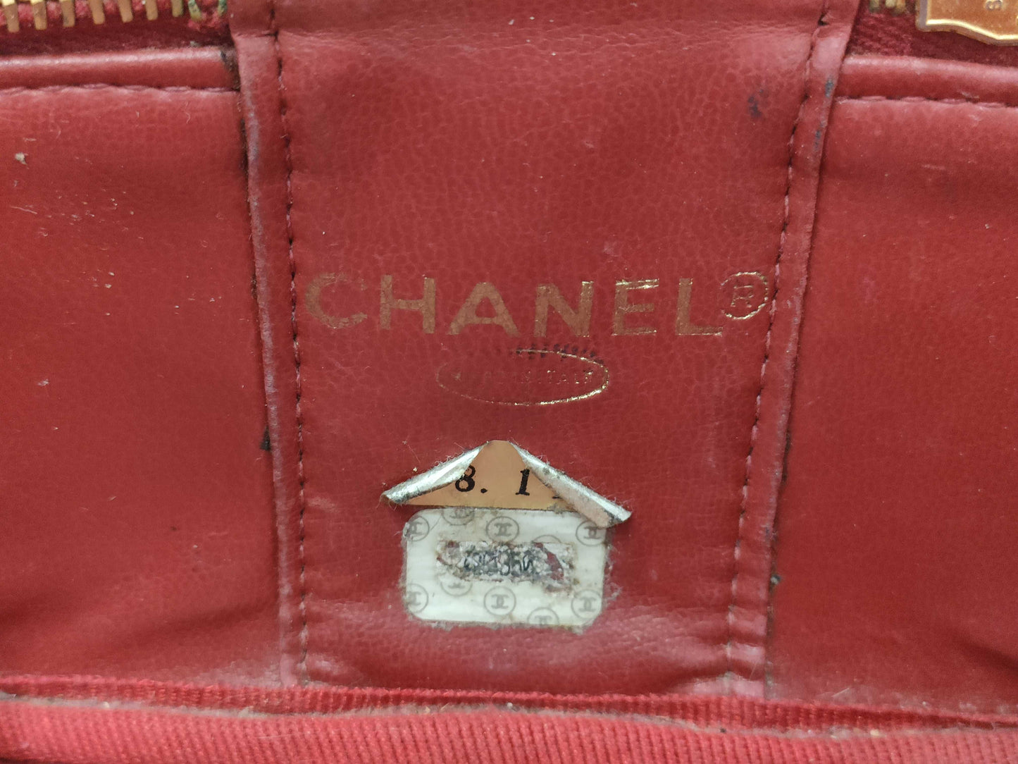 CHANEL Caviar Skin Vanity Bag Red Handbag