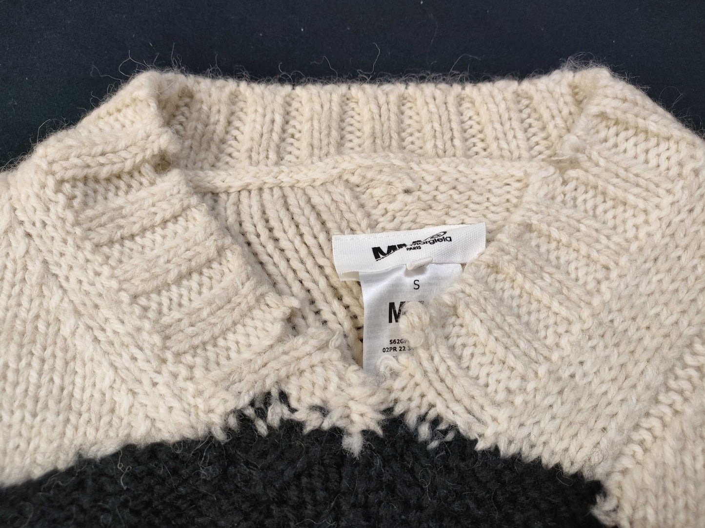Maison Margiela Collection Model Distressed Knit Sweater Asymmetrical Top