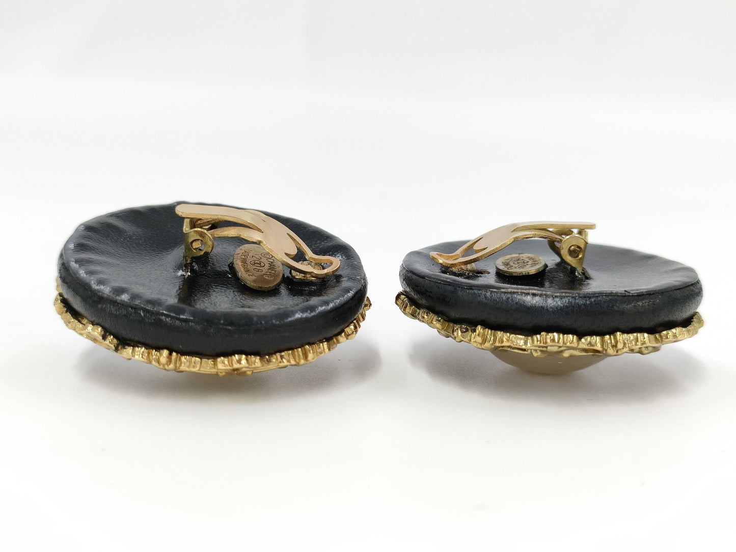 CHANEL 28th Scale Pearl Leather Large Earrings