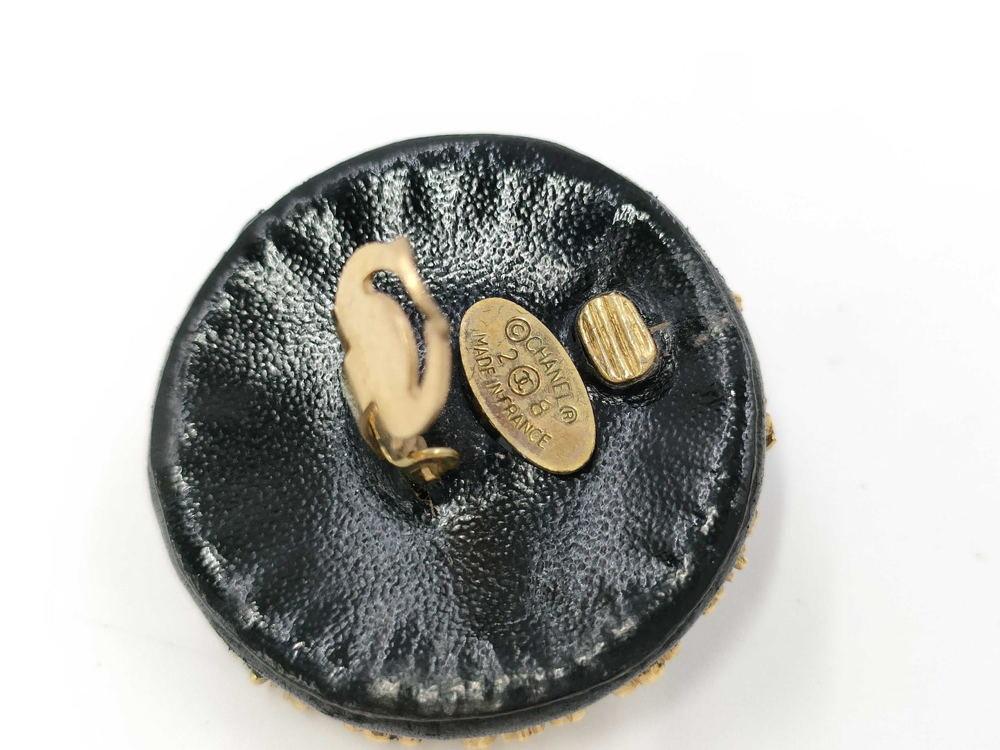 CHANEL 28th Scale Pearl Leather Large Earrings