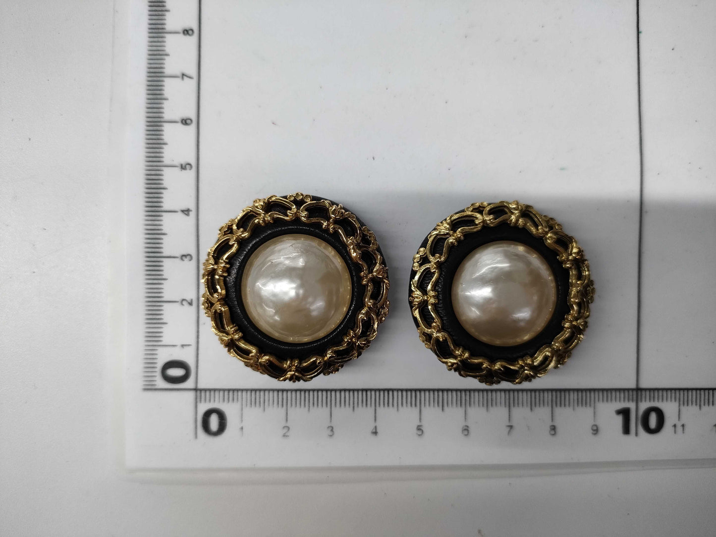 CHANEL 28th Scale Pearl Leather Large Earrings