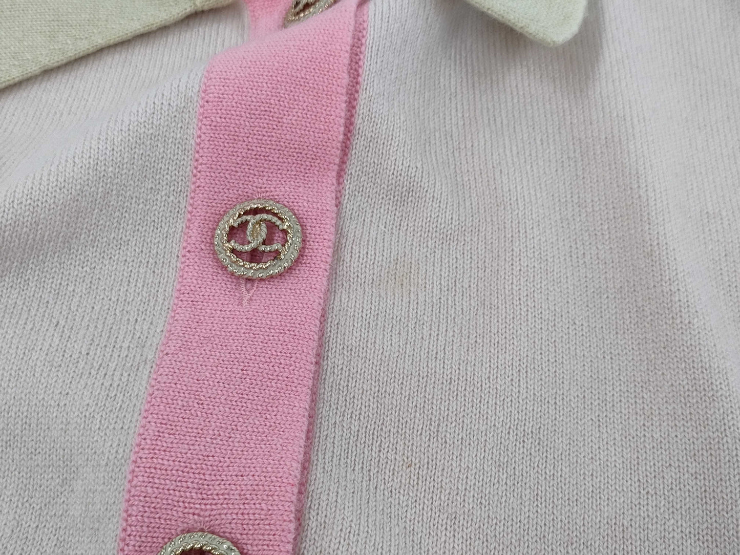 CHANEL Cardigan Cashmere Knit Top Coco Button Size 42 Top