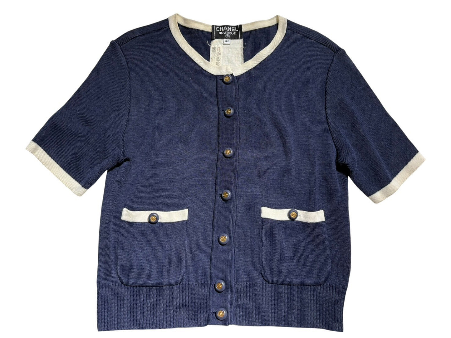 CHANEL Cardigan 1994 Vintage Coco Button Size 40 Tops