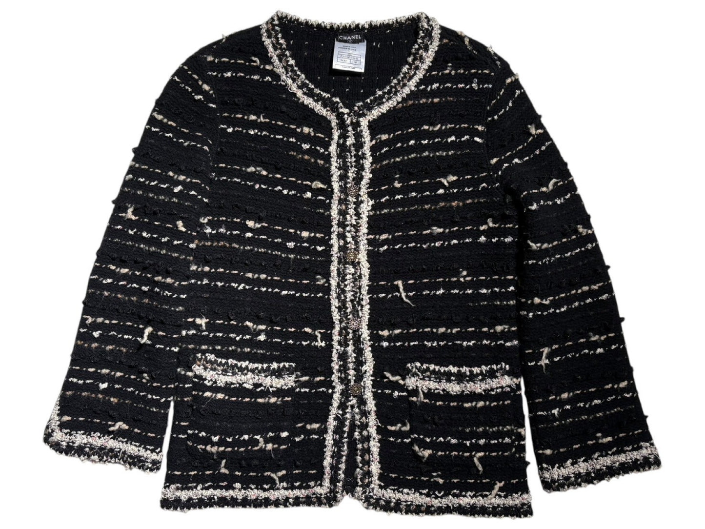 CHANEL No-Collar Jacket Coco Button 05A Size 38 Jacket