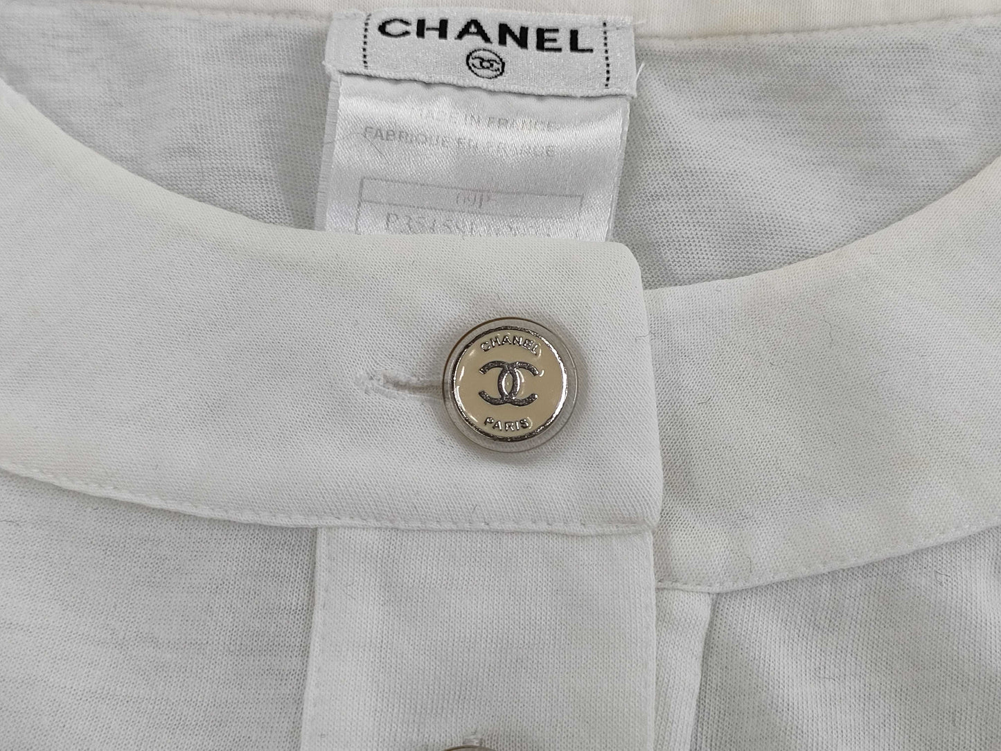 CHANEL Chanel Blouse with Ruffles and Coco Buttons, Size 34, Tops