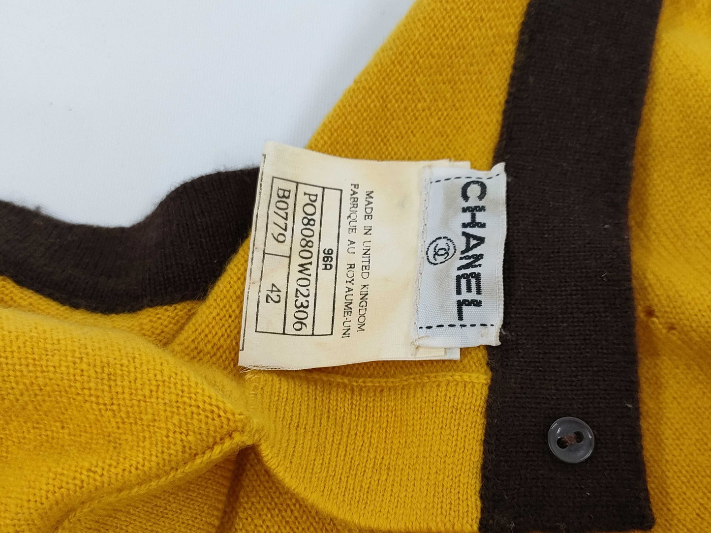 CHANEL Summer Knit Two-tone Coco Button Top Size 42