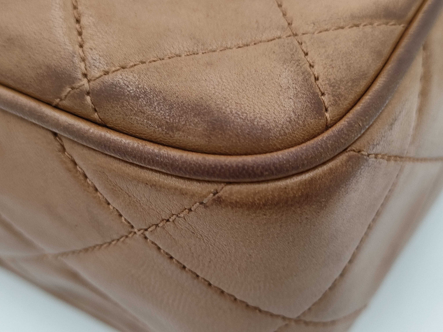CHANEL Matelasse Chain Shoulder Bag, Lambskin, Brown, Shoulder Bag
