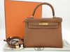 HERMES Kelly 28 Togo with 2025K Gold Hardware, 2-Way Handbag/Shoulder Bag