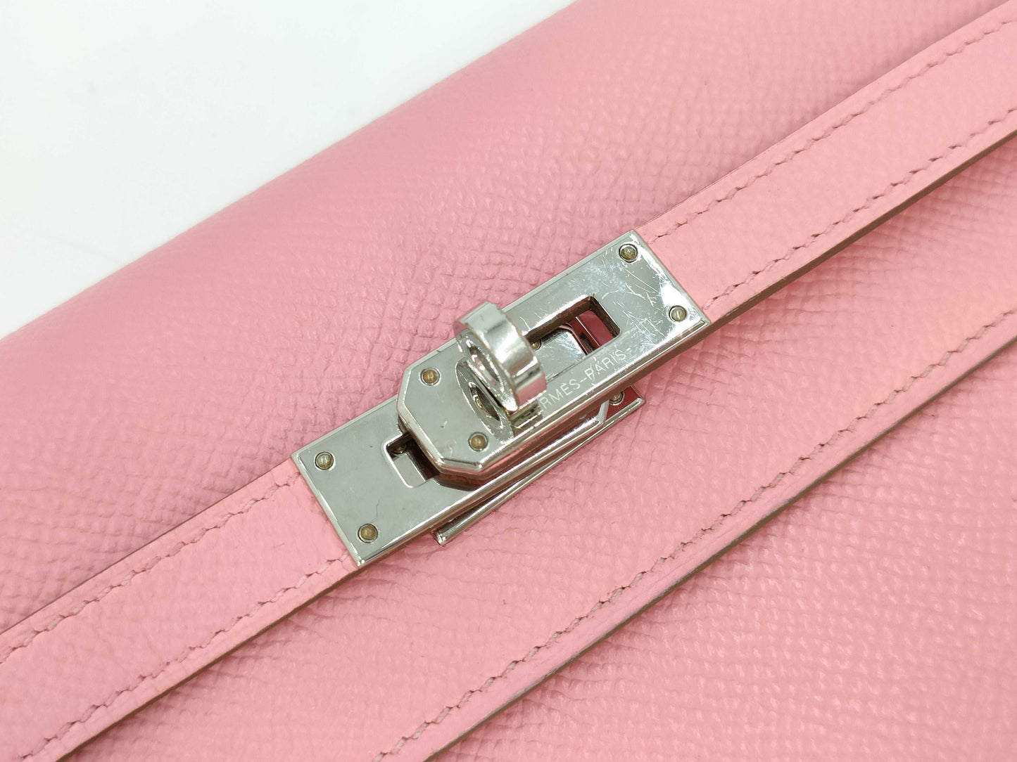 HERMES Kelly Wallet To-Go Epson Rose Confetti Silver Hardware Y Stamp Wallet