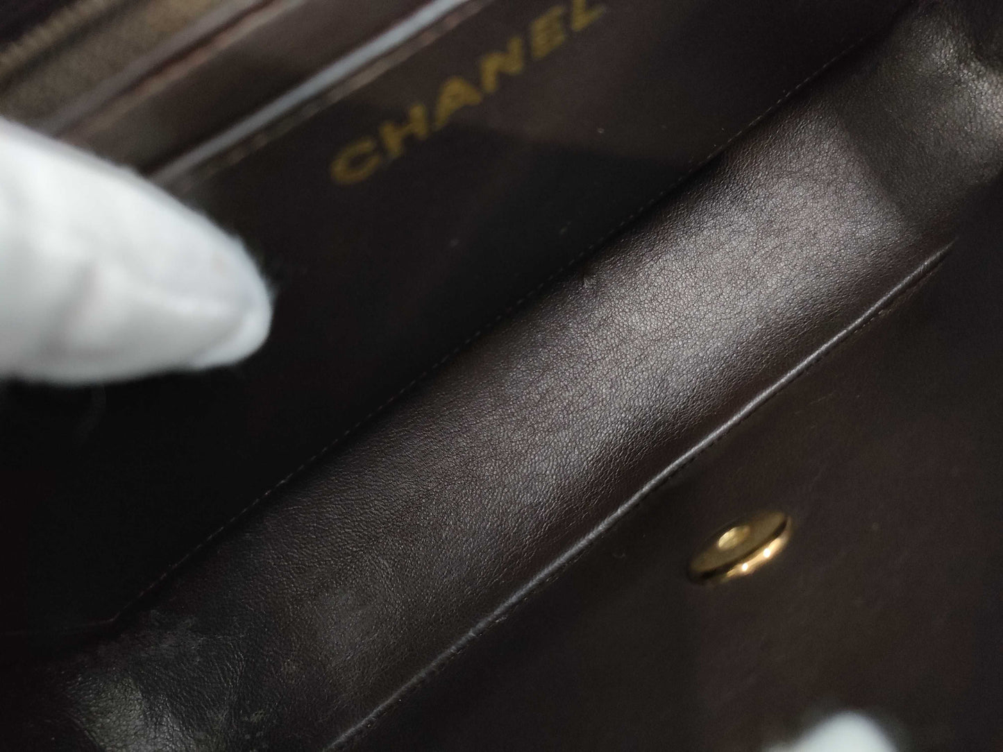 CHANEL Matelasse Lambskin Handbag, Dark Brown, No. 3