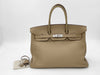 HERMES Birkin 35 Taurillon Clemence Leather Handbag with Silver Hardware and L Stamp