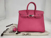 HERMES Birkin 25 Candy, Epsom Leather, Rose Tyrien, Ruby, Silver Hardware, Q Stamp, Handbag