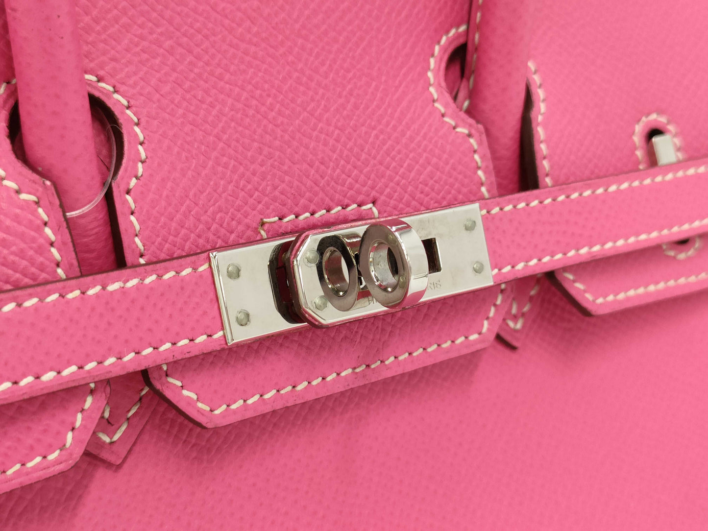 HERMES Birkin 25 Candy, Epsom Leather, Rose Tyrien, Ruby, Silver Hardware, Q Stamp, Handbag
