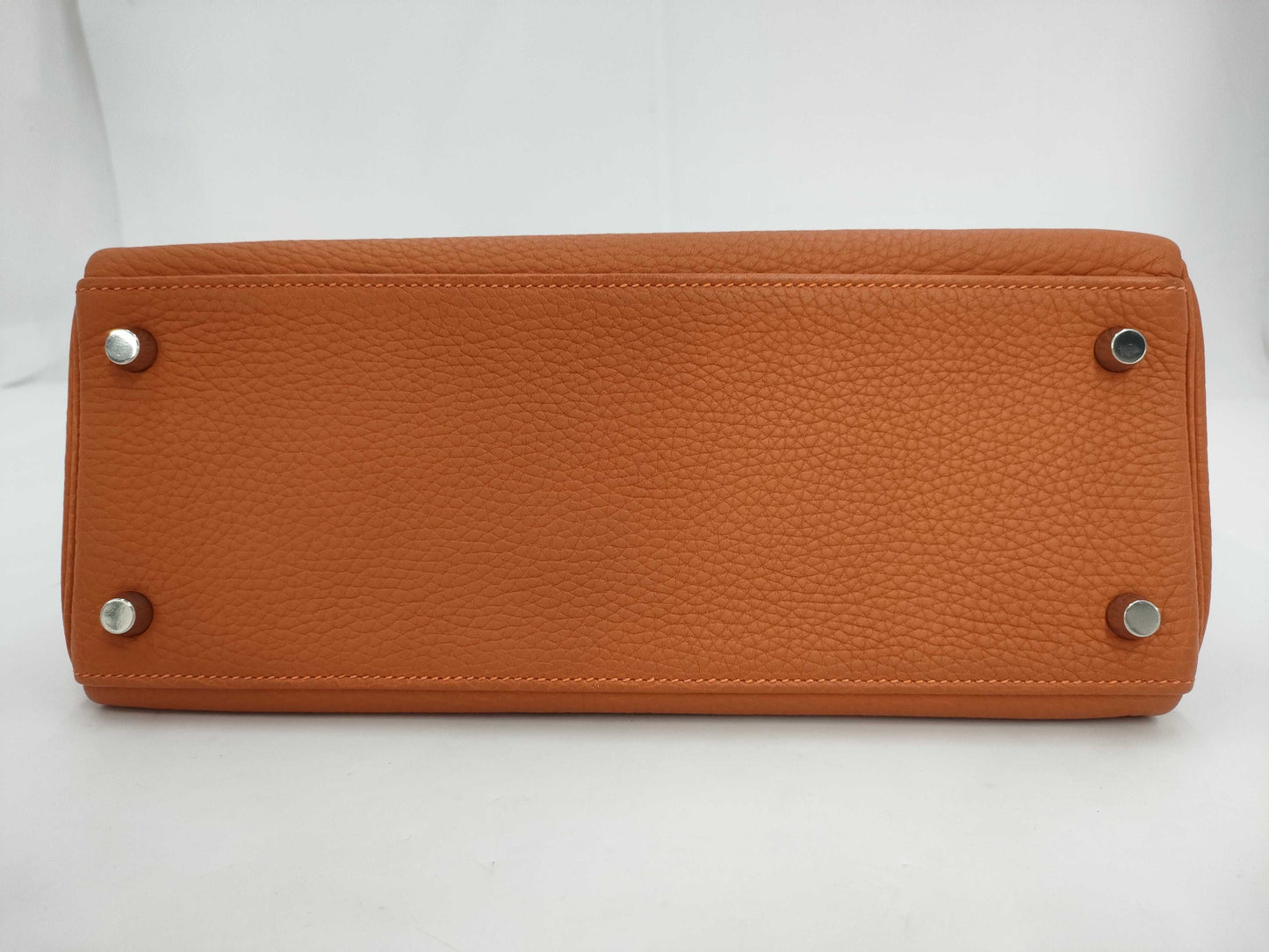 HERMES Kelly 28 Orange with J Stamp and Silver Hardware, Handbag/Shoulder Bag