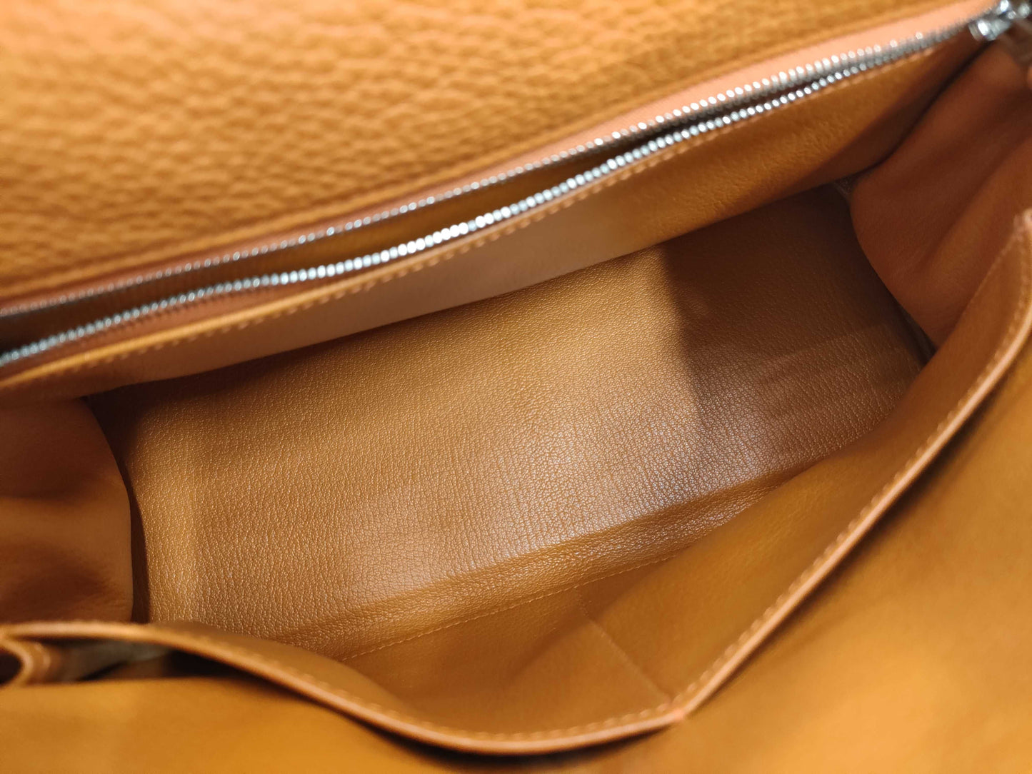 HERMES Kelly 28 Orange with J Stamp and Silver Hardware, Handbag/Shoulder Bag