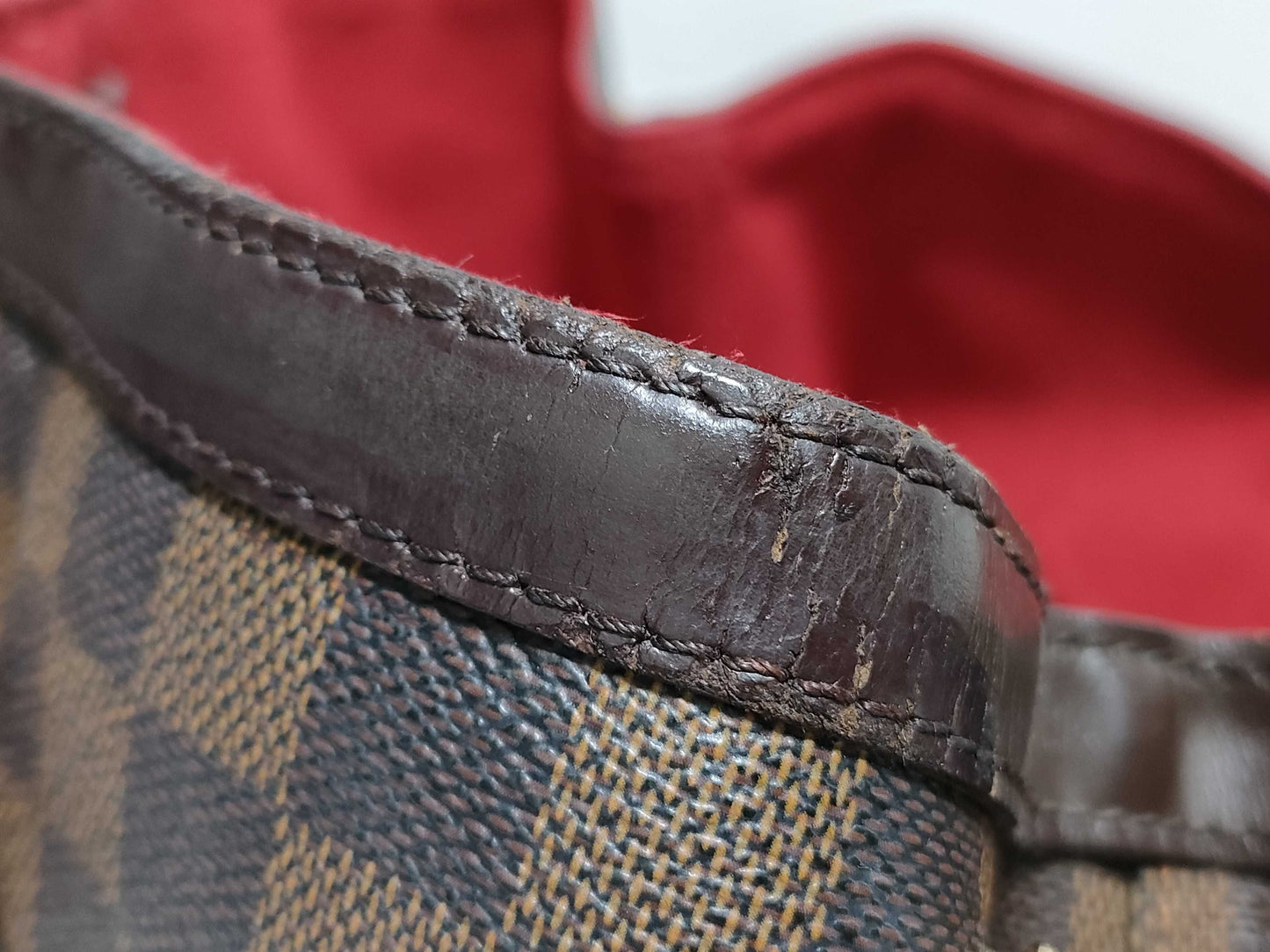 LOUIS VUITTON RFID Unverifiable Serial Number Unclear Damier Louis Vuitton Hampstead MM Brown Damier Ebene Handbag with Gold Hardware CA1017