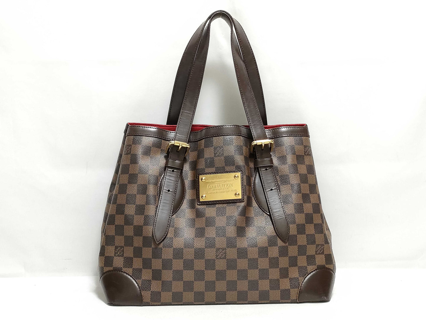 LOUIS VUITTON RFID Unverifiable Serial Number Unclear Damier Louis Vuitton Hampstead MM Brown Damier Ebene Handbag with Gold Hardware CA1017