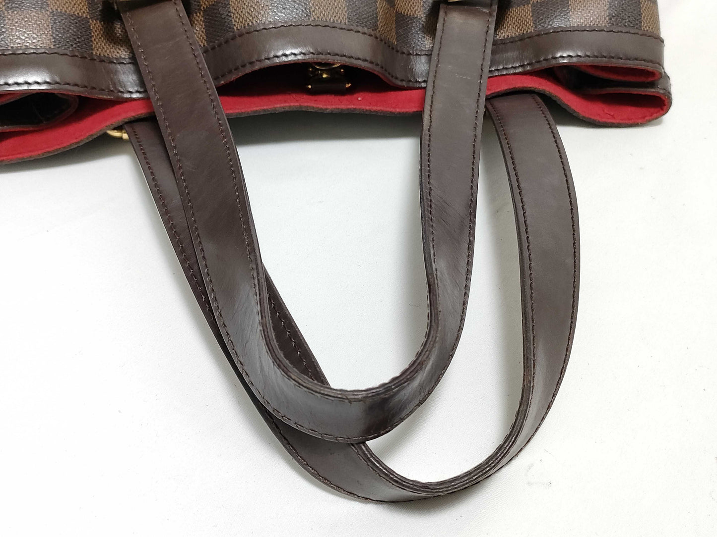 LOUIS VUITTON RFID Unverifiable Serial Number Unclear Damier Louis Vuitton Hampstead MM Brown Damier Ebene Handbag with Gold Hardware CA1017