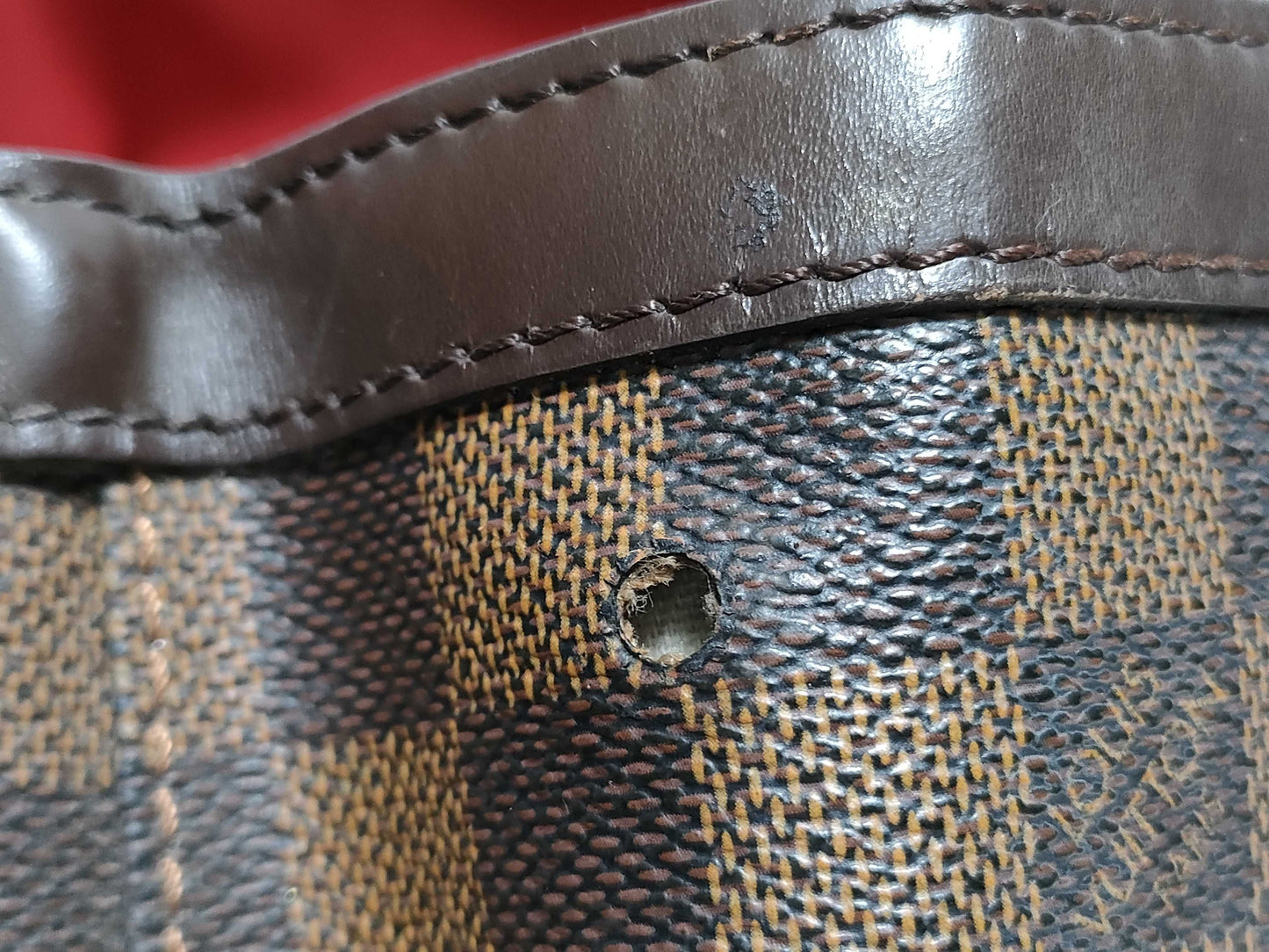 LOUIS VUITTON RFID Unverifiable Serial Number Unclear Damier Louis Vuitton Hampstead MM Brown Damier Ebene Handbag with Gold Hardware CA1017