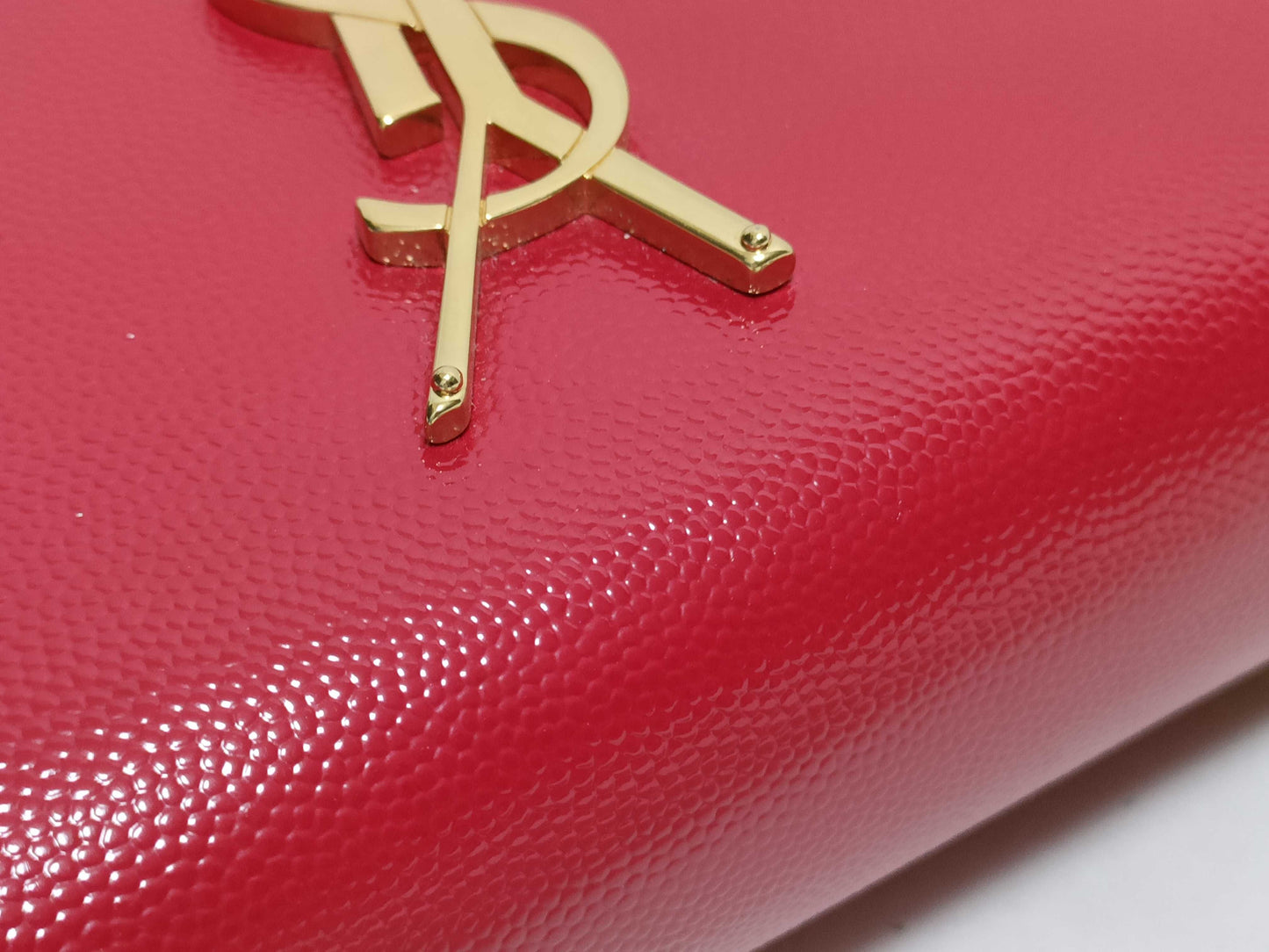 SAINT LAURENT Yves Saint Laurent Small Kate Crossbody Shoulder Bag in Red Grain de Poudre Leather with Gold FLY344620 1013