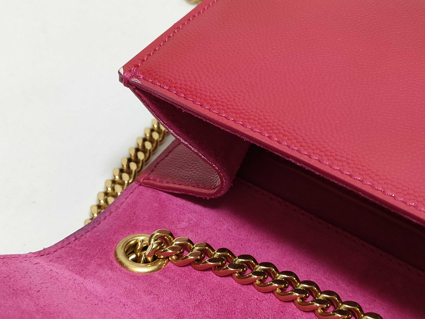 SAINT LAURENT Yves Saint Laurent Small Kate Crossbody Shoulder Bag in Red Grain de Poudre Leather with Gold FLY344620 1013