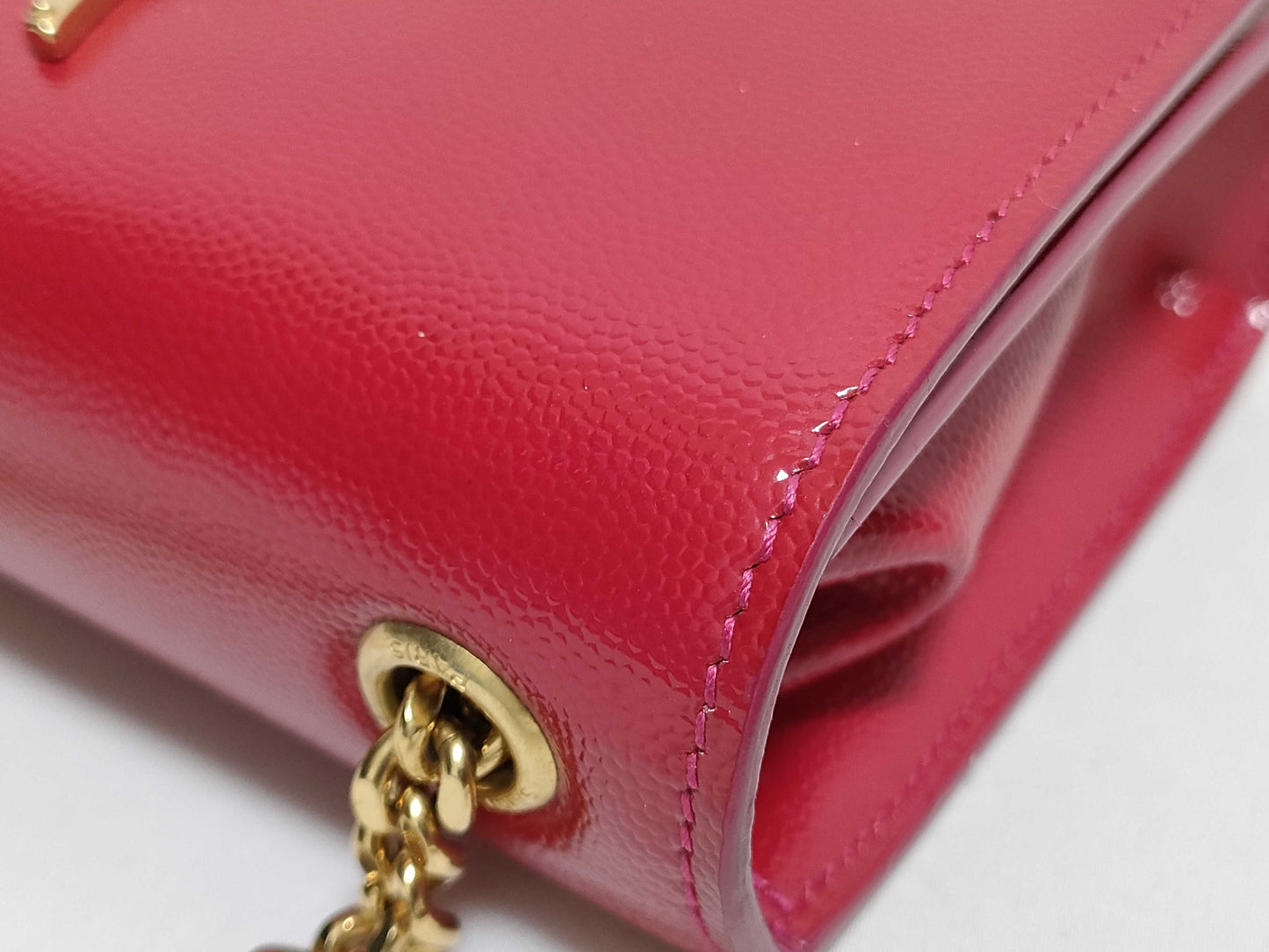 SAINT LAURENT Yves Saint Laurent Small Kate Crossbody Shoulder Bag in Red Grain de Poudre Leather with Gold FLY344620 1013