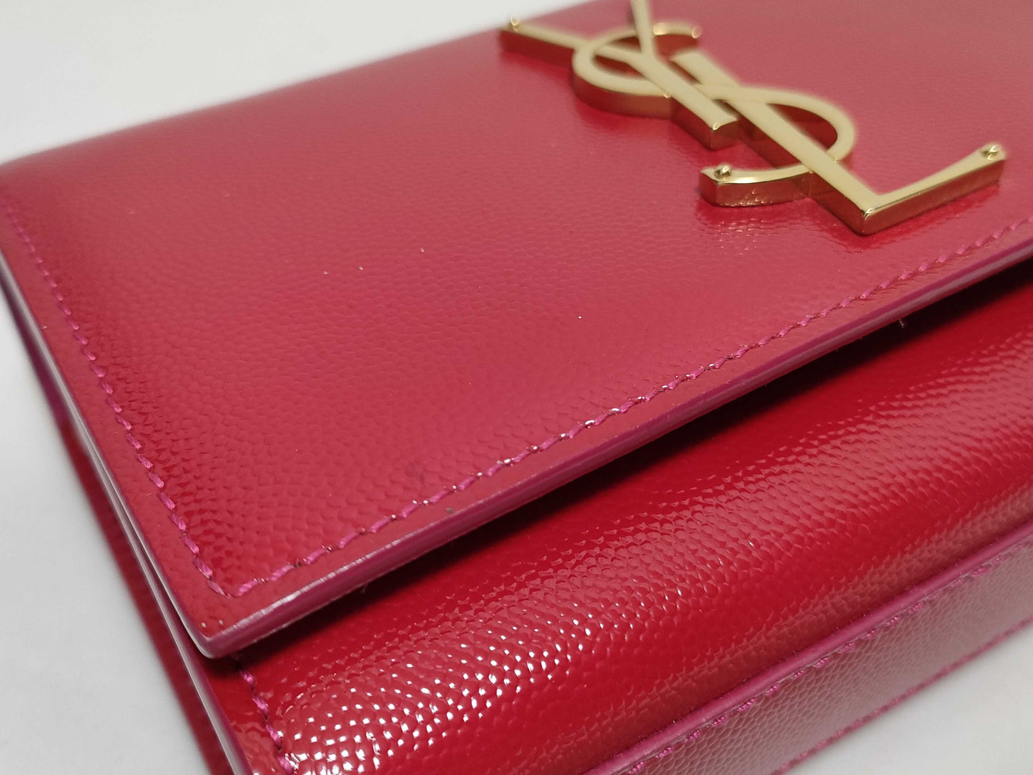 SAINT LAURENT Yves Saint Laurent Small Kate Crossbody Shoulder Bag in Red Grain de Poudre Leather with Gold FLY344620 1013