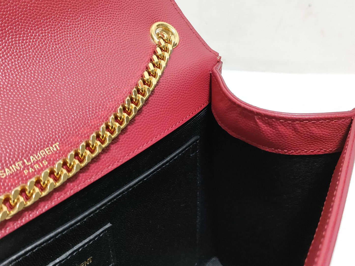SAINT LAURENT Yves Saint Laurent Medium Kate Shoulder Bag in Red Grain de Poudre Leather with Gold, MAL 364021 0118