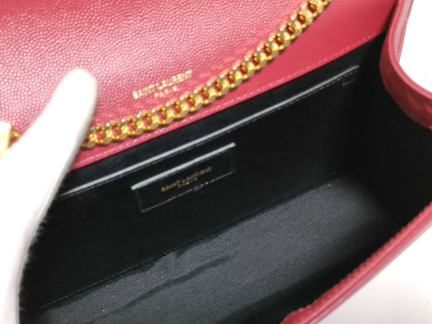 SAINT LAURENT Yves Saint Laurent Medium Kate Shoulder Bag in Red Grain de Poudre Leather with Gold, MAL 364021 0118