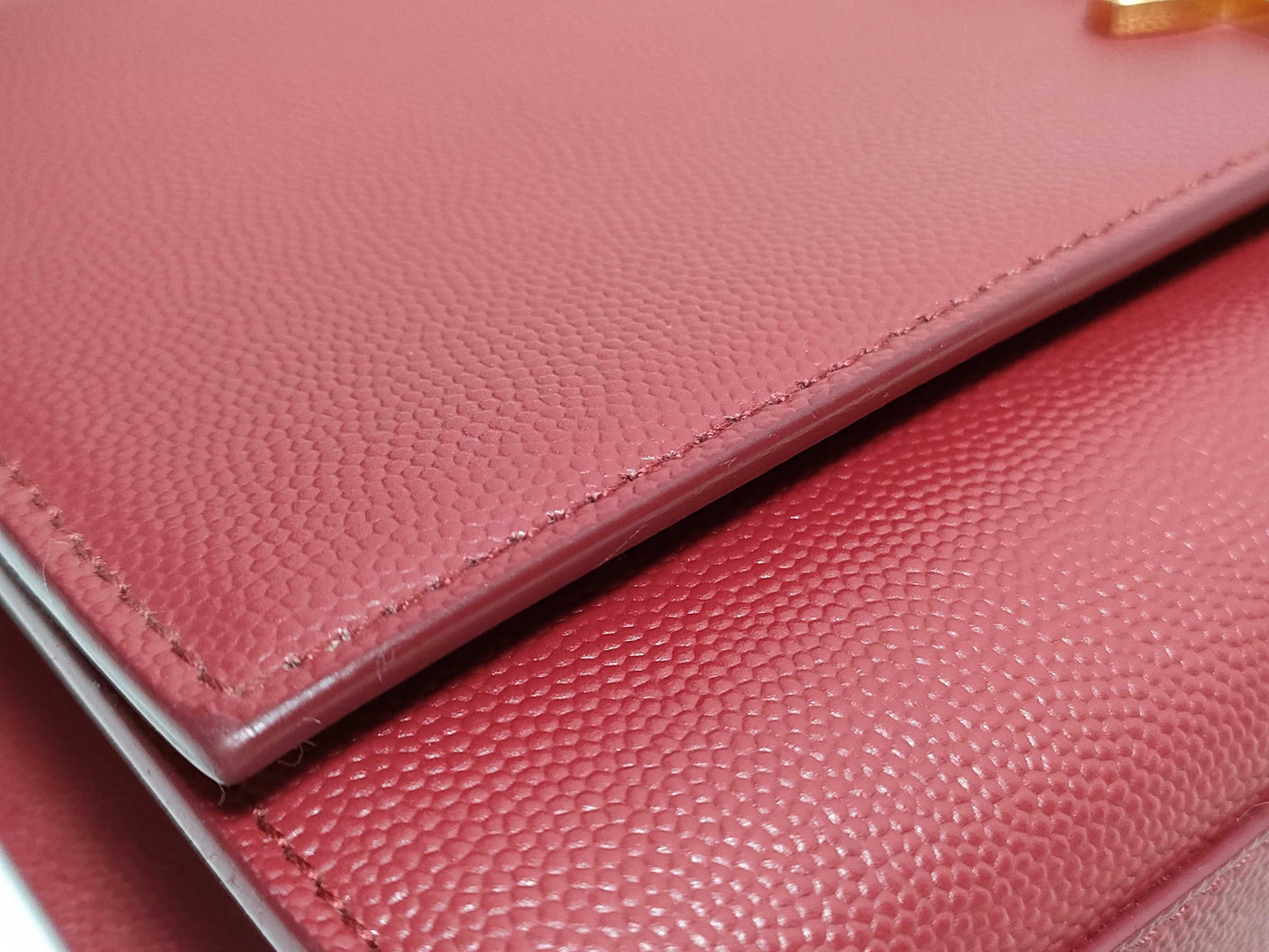 SAINT LAURENT Yves Saint Laurent Medium Kate Shoulder Bag in Red Grain de Poudre Leather with Gold, MAL 364021 0118