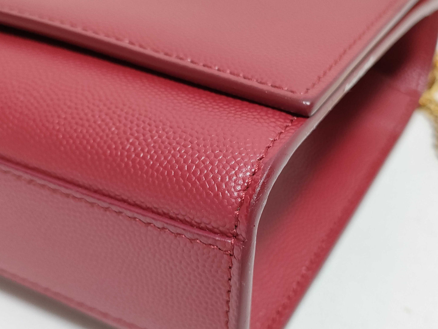 SAINT LAURENT Yves Saint Laurent Medium Kate Shoulder Bag in Red Grain de Poudre Leather with Gold, MAL 364021 0118