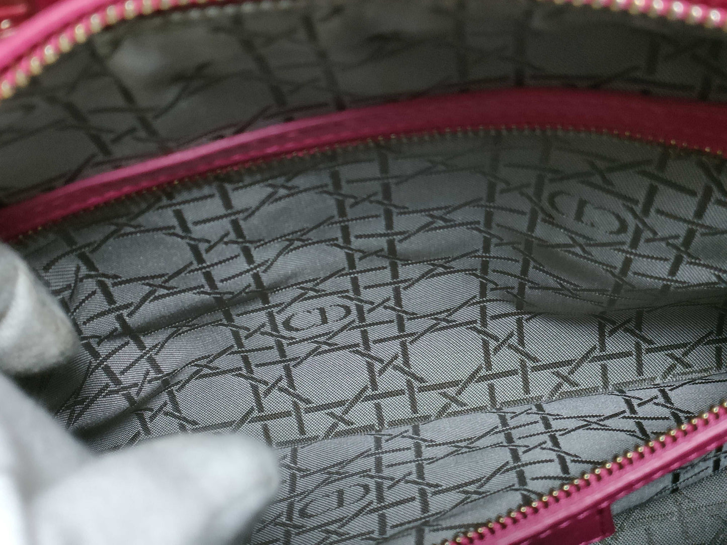 Dior Large Lady Dior Zip Handbag in Fuchsia Pink Cannage Lambskin Leather with Gold 18-MA-0114