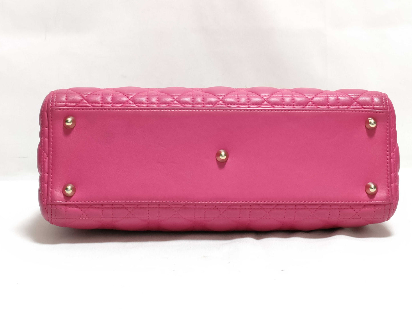 Dior Large Lady Dior Zip Handbag in Fuchsia Pink Cannage Lambskin Leather with Gold 18-MA-0114