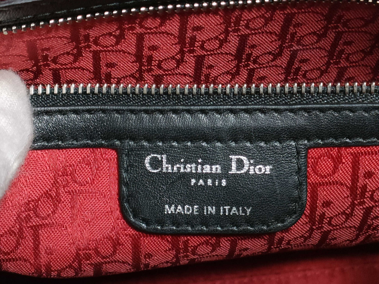 Dior Large Lady Dior Zip Handbag in Black Cannage Lambskin Leather and Silver