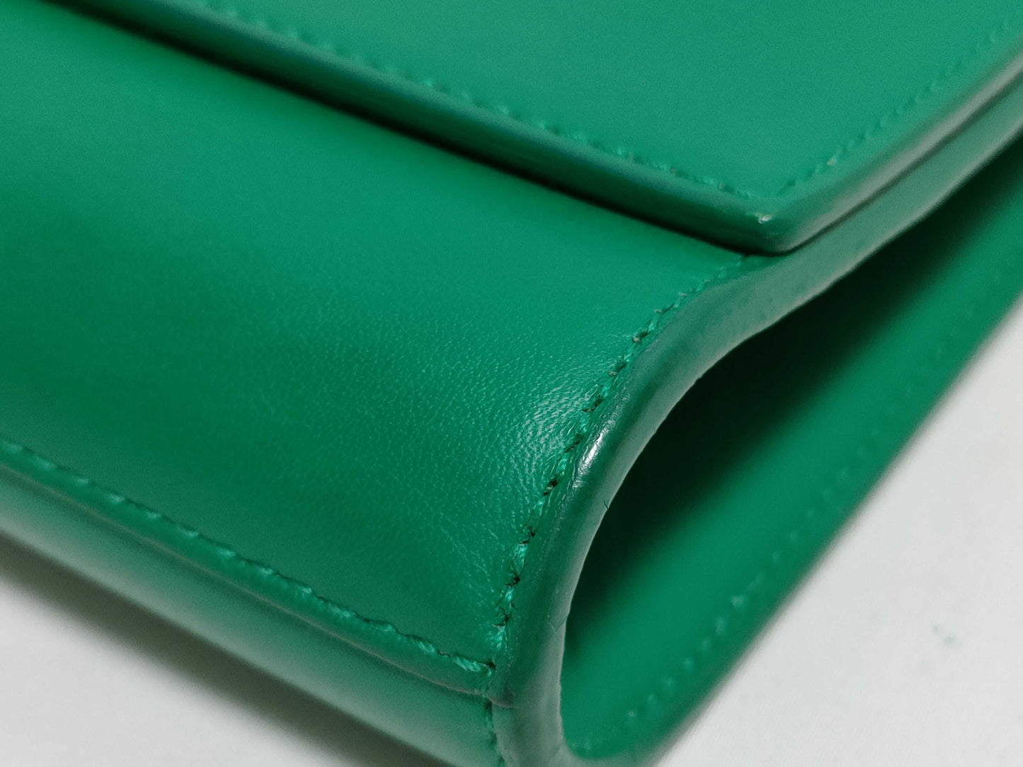 SAINT LAURENT Yves Saint Laurent Classic Ligne Y Clutch Bag in Green Smooth Calfskin Leather with Gold Accents, 311213, 2020