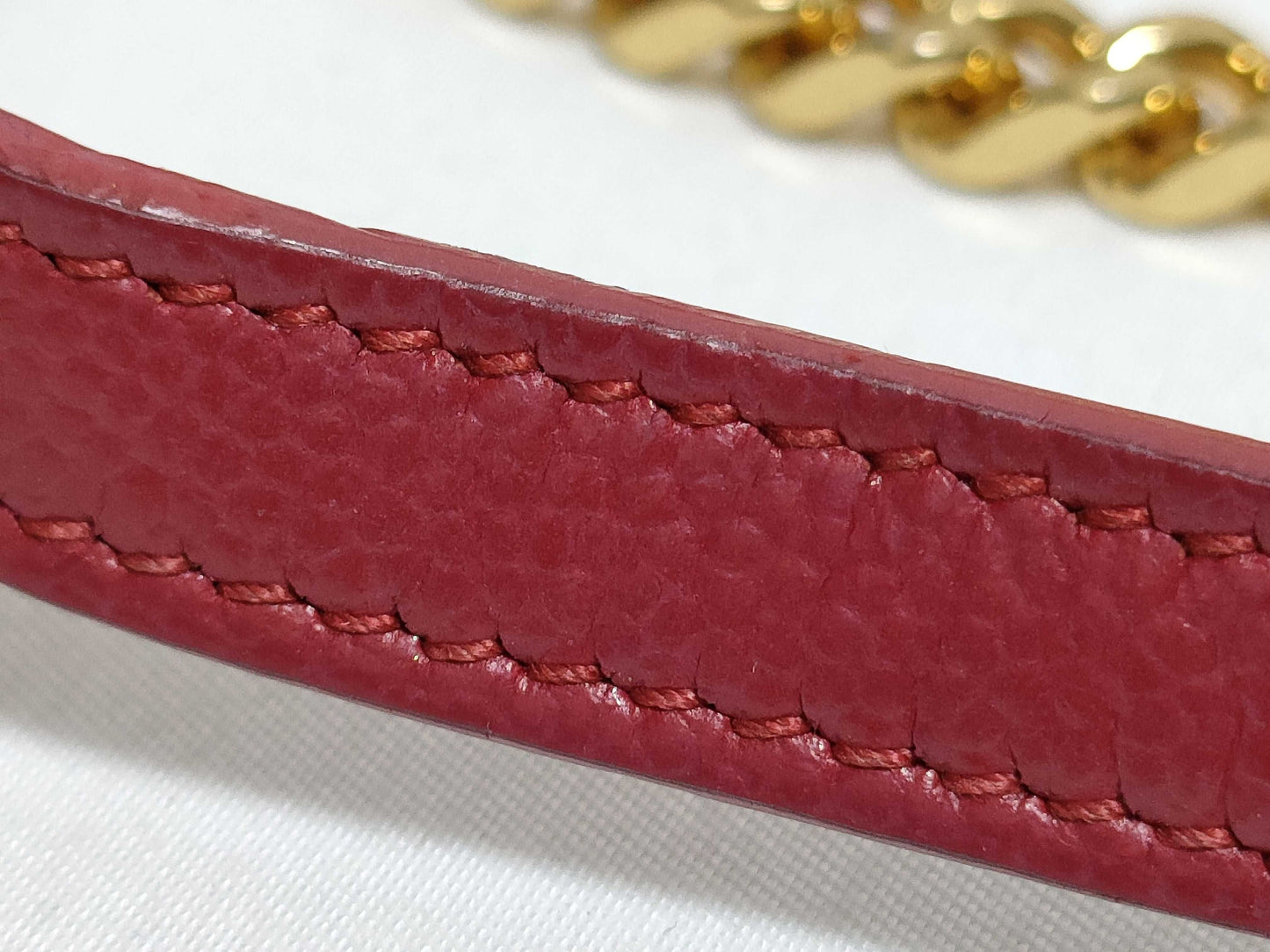 SAINT LAURENT Yves Saint Laurent Envelope Wallet on Chain in Red Quilted Grain de Poudre Leather with Gold GNC 393953 1118 Shoulder Bag