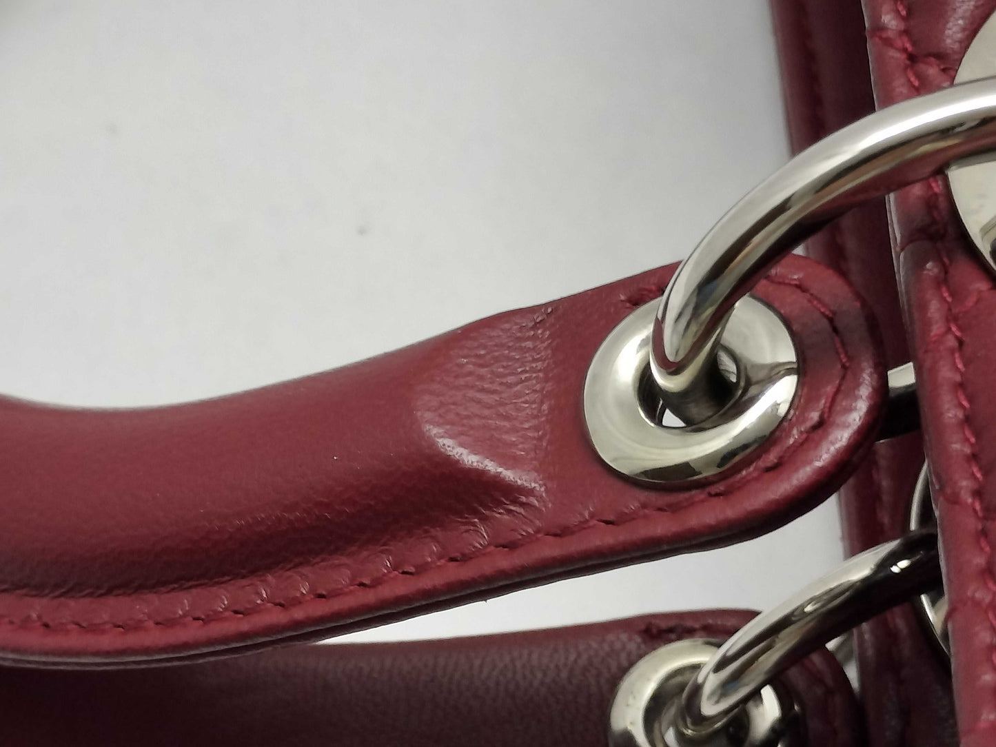 Dior Lady Dior Medium Zip Maroon Cannage Lambskin Leather Silver Handbag 96-MA-1060