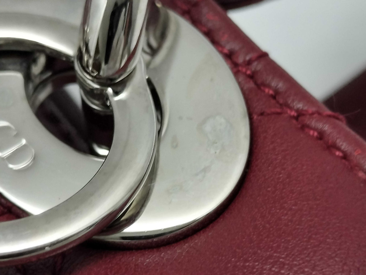 Dior Lady Dior Medium Zip Maroon Cannage Lambskin Leather Silver Handbag 96-MA-1060