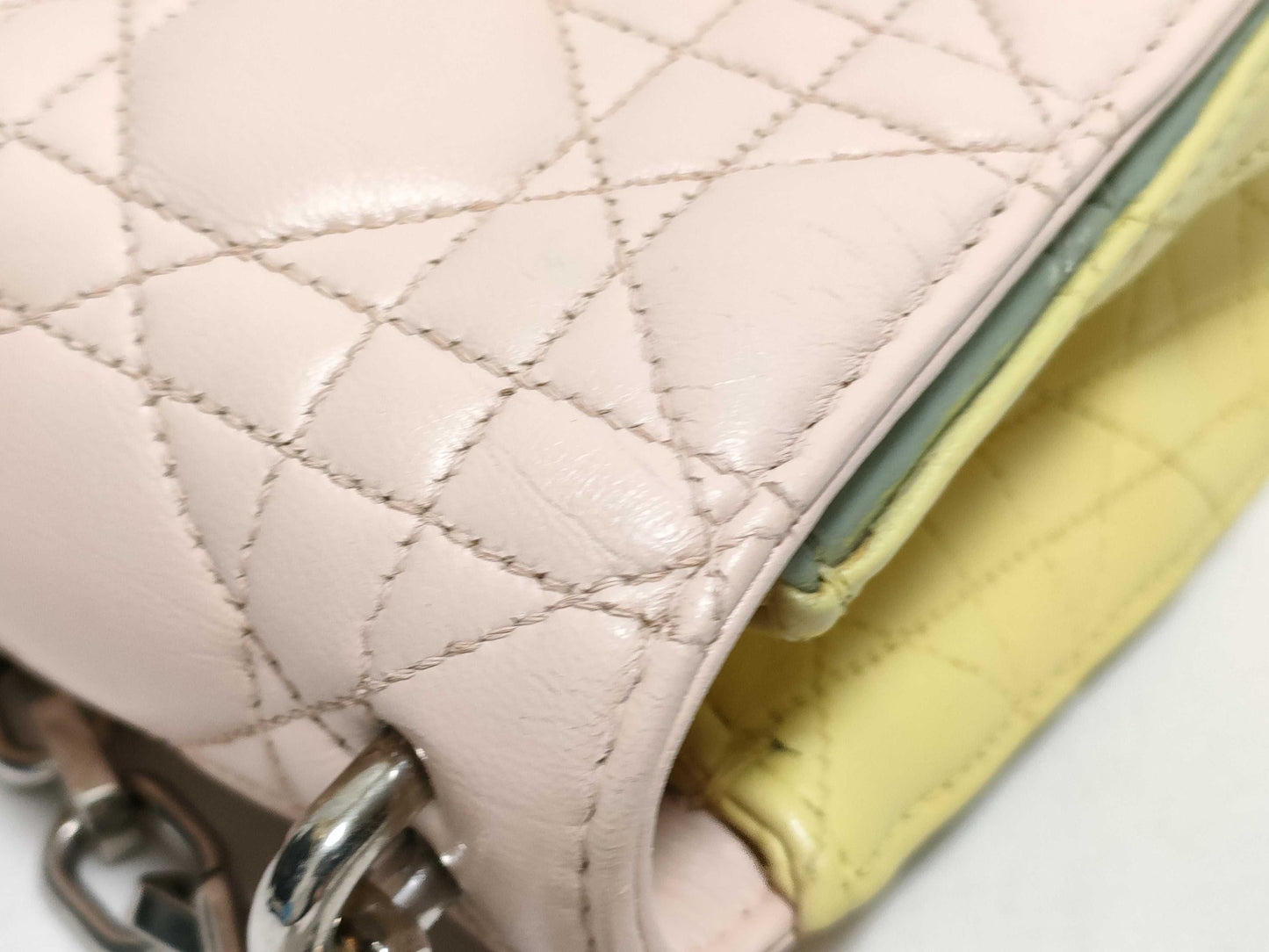 Dior Miss Dior Beige Cannage Lambskin Leather Silver Shoulder Bag 18-MA-0133