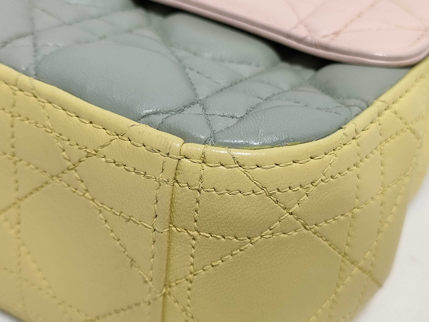 Dior Miss Dior Beige Cannage Lambskin Leather Silver Shoulder Bag 18-MA-0133