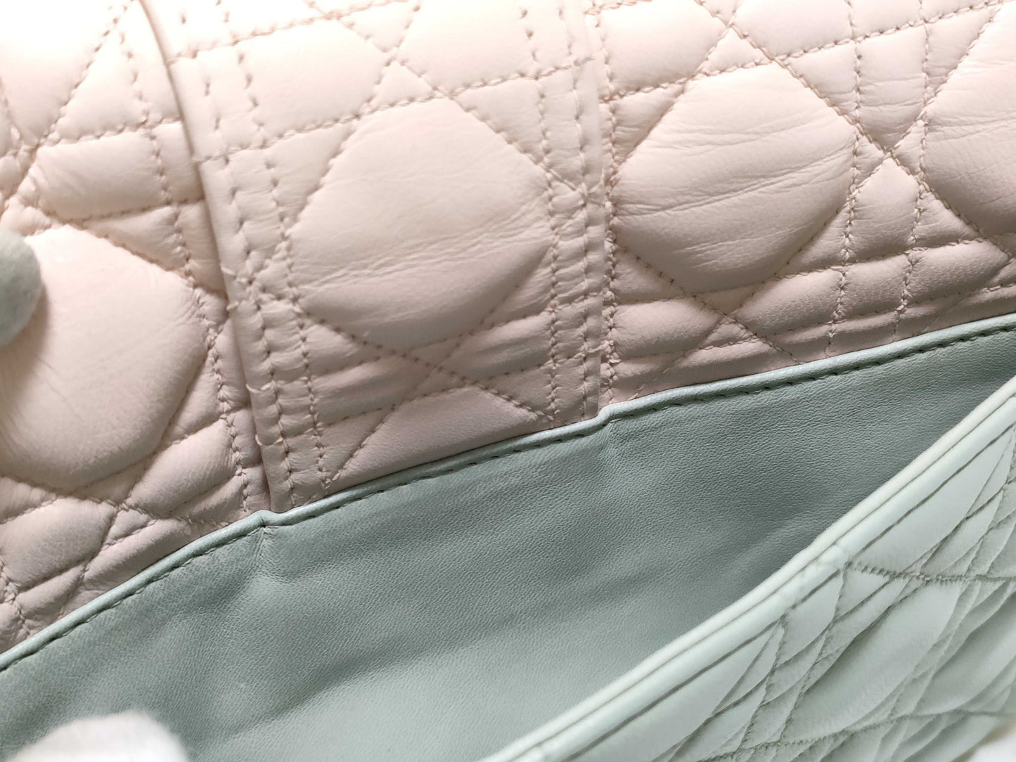 Dior Miss Dior Beige Cannage Lambskin Leather Silver Shoulder Bag 18-MA-0133