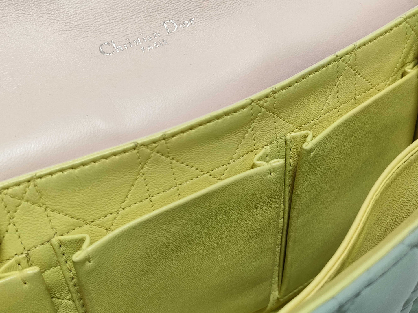 Dior Miss Dior Beige Cannage Lambskin Leather Silver Shoulder Bag 18-MA-0133
