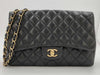 CHANEL Jumbo Classic Single Flap Shoulder Bag in Black Quilted Lambskin Leather with Gold Finish