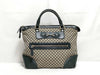 GUCCI Large Catherine Satchel Bag in Beige/Black with Diamante Canvas and Gold, 247283 002123, Handbag