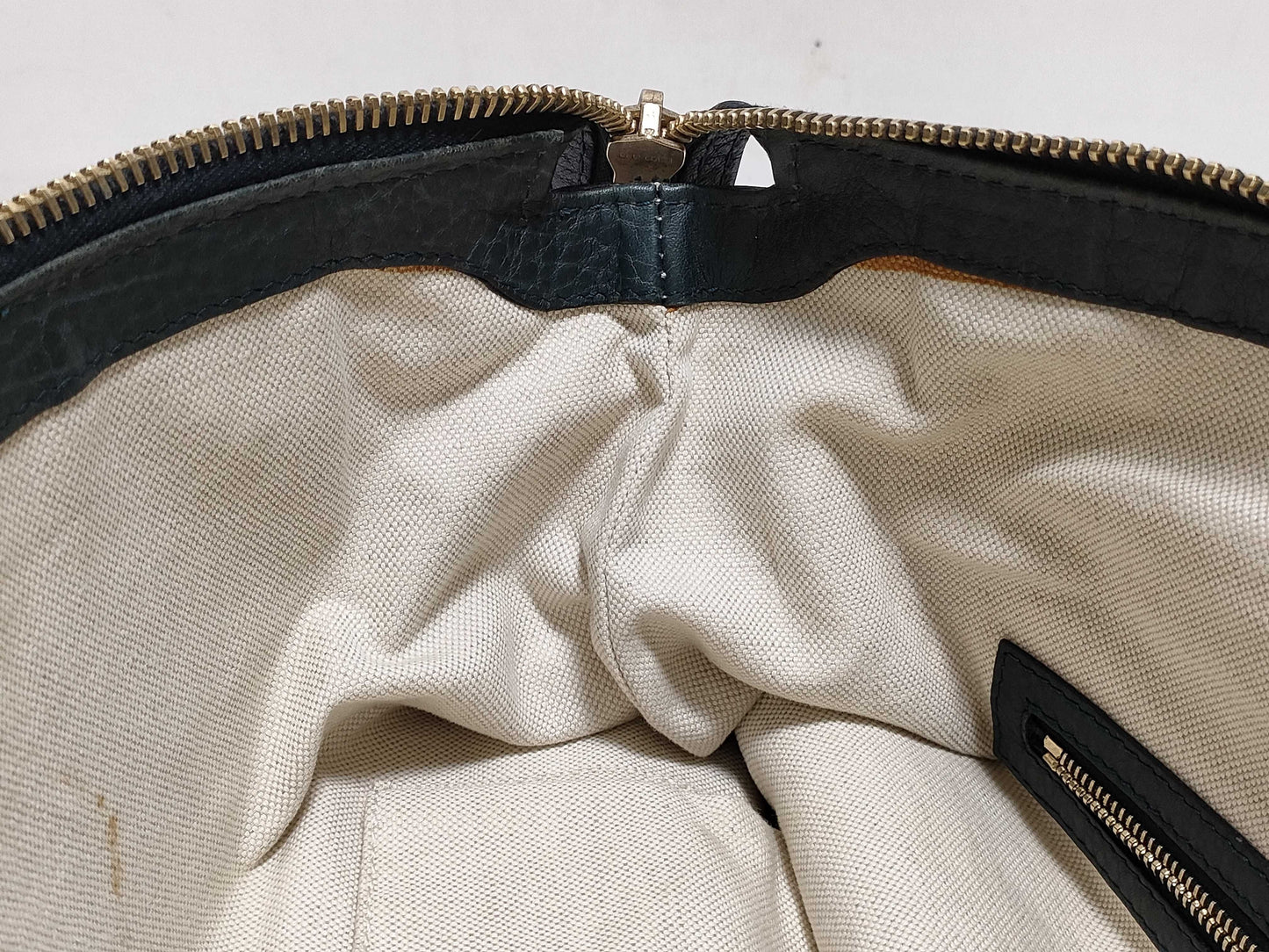 GUCCI Large Catherine Satchel Bag in Beige/Black with Diamante Canvas and Gold, 247283 002123, Handbag