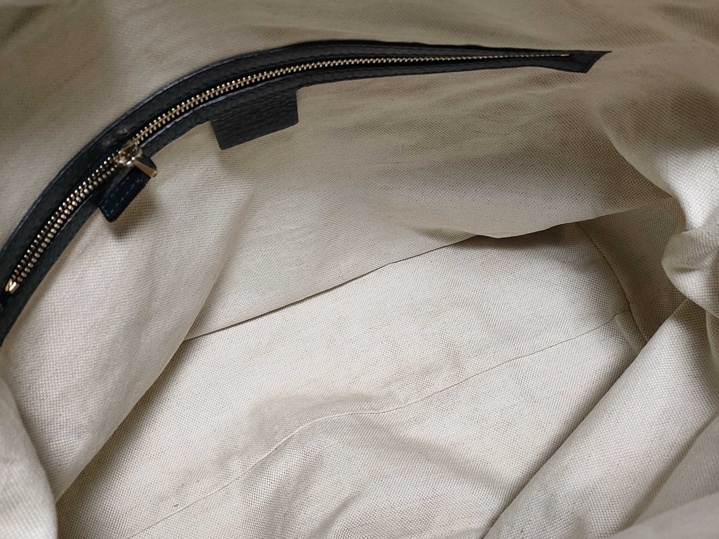GUCCI Large Catherine Satchel Bag in Beige/Black with Diamante Canvas and Gold, 247283 002123, Handbag