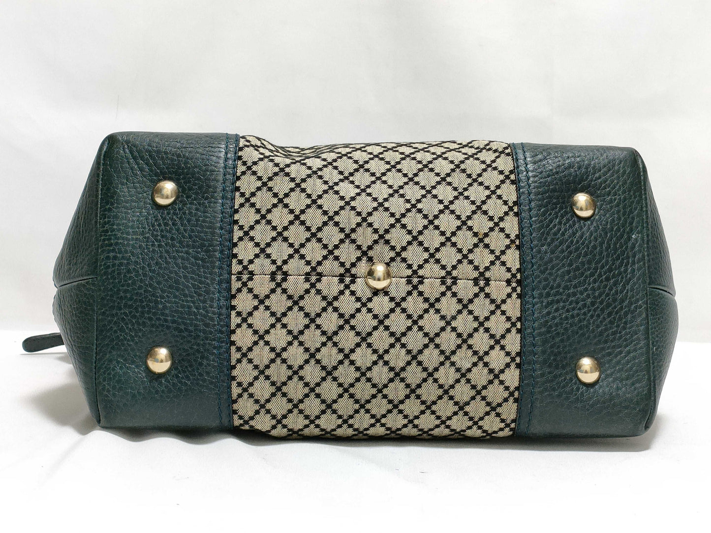GUCCI Large Catherine Satchel Bag in Beige/Black with Diamante Canvas and Gold, 247283 002123, Handbag