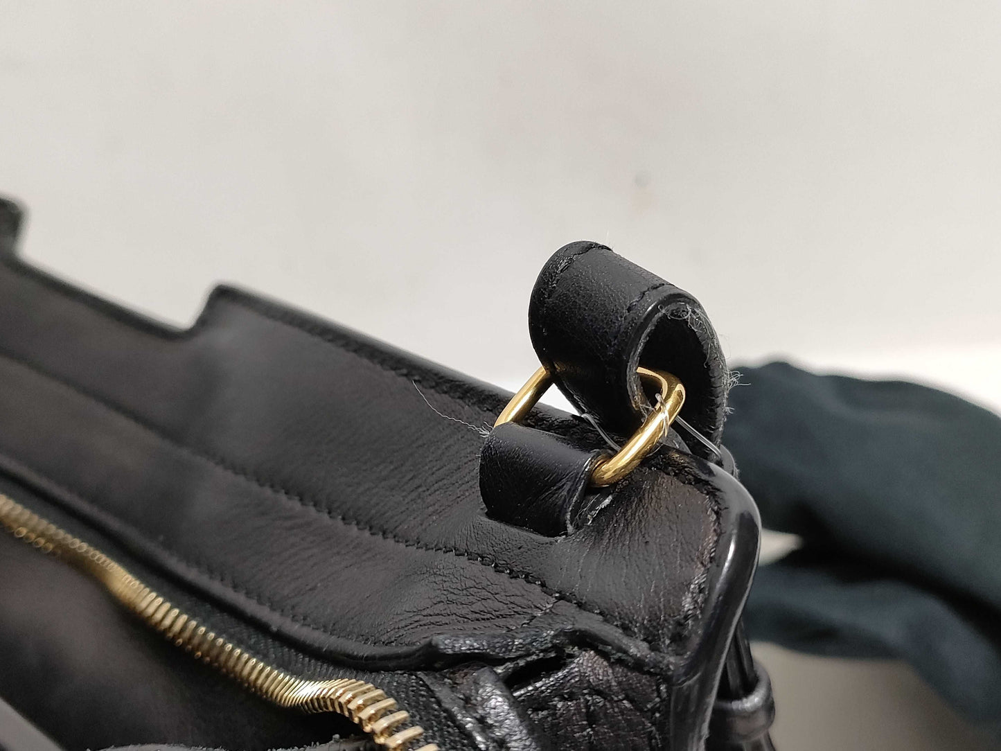 SAINT LAURENT Yves Saint Laurent Small Monogram Cabas Handbag in Black Calfskin Leather and Gold